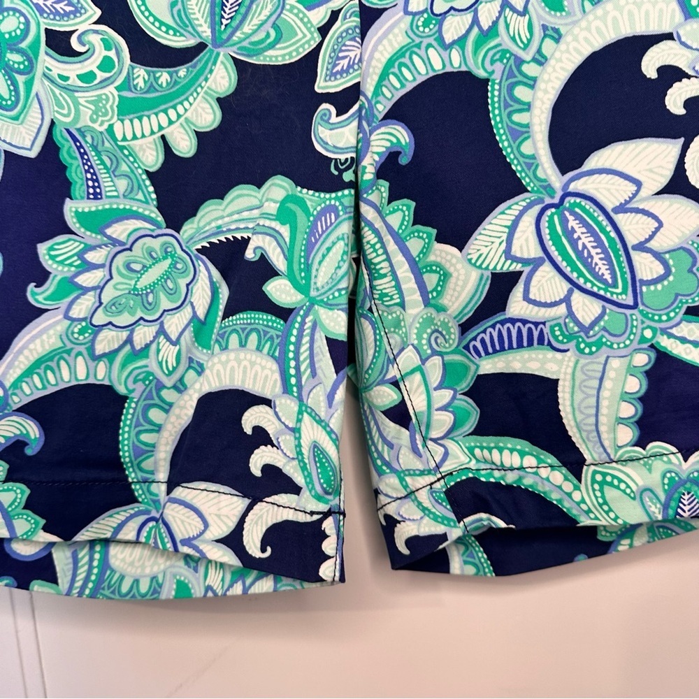 Talbots Navy and Aqua Floral Print Shorts - Picture 4 of 7